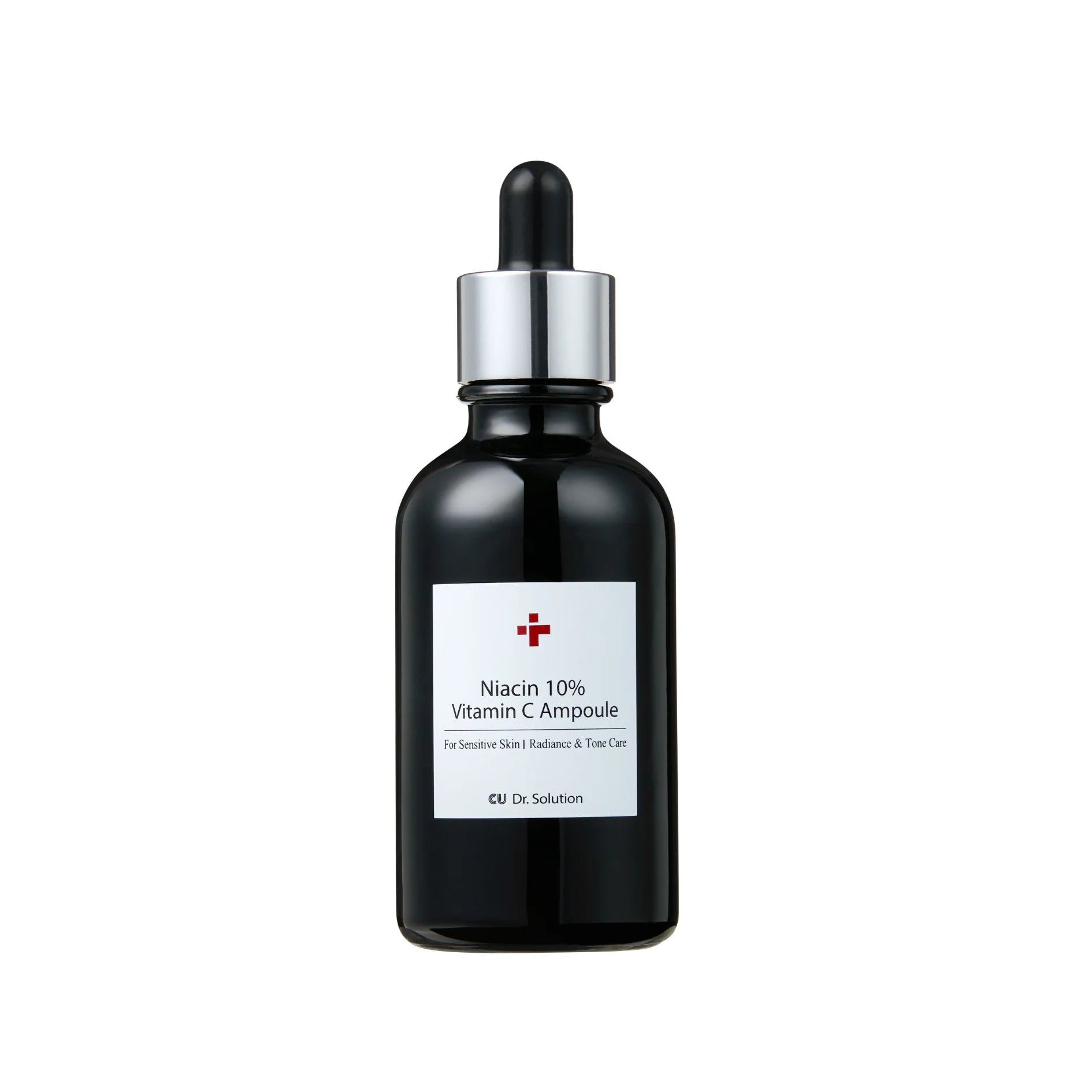 CUSKIN Serumas su 10% niacinamido, vitaminu C ir hialurono rūgštimi, 50 g, baltos spalvos fone
