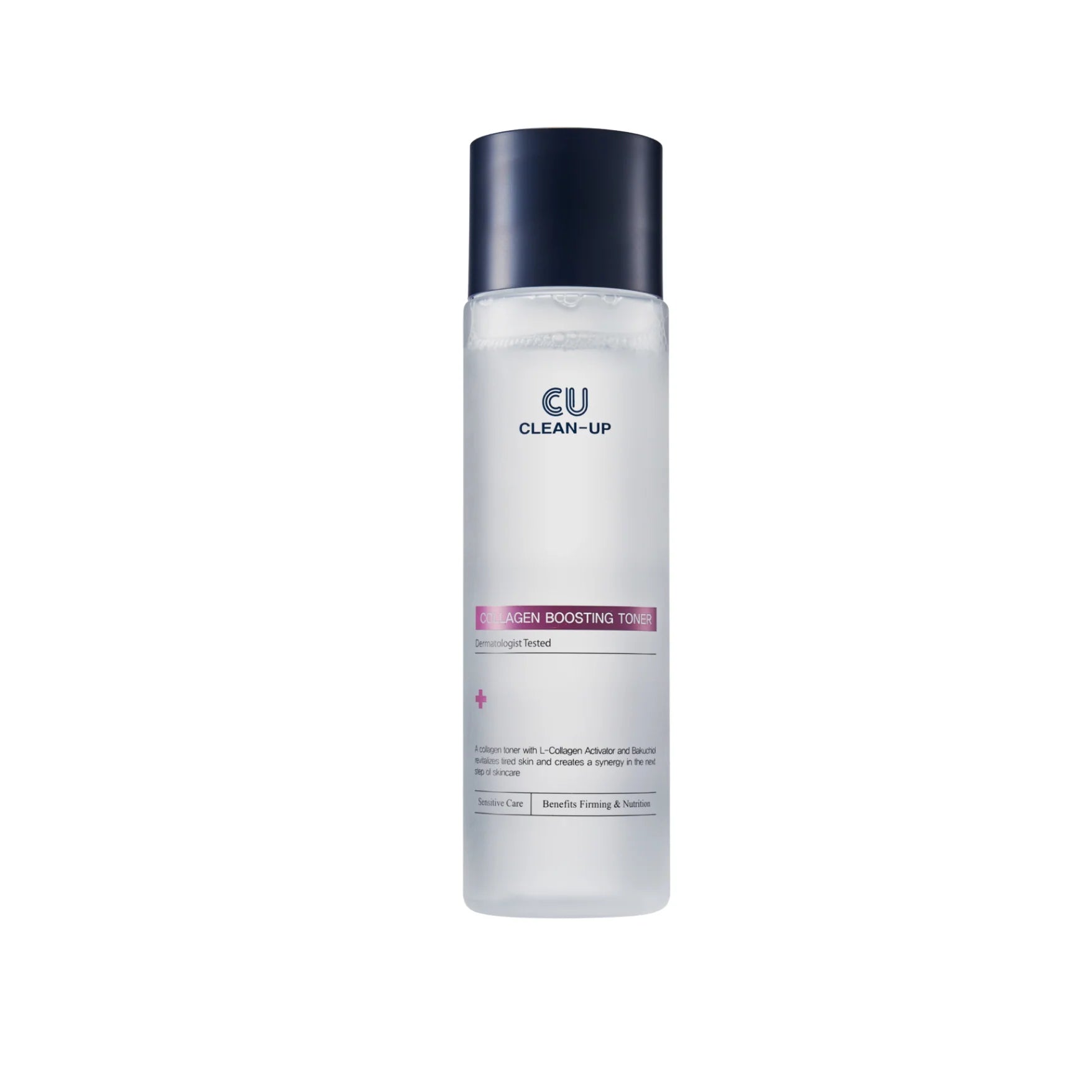 CUSKIN CLEAN-UP Veido tonikas su kolagenu, 200 ml, baltos spalvos fone