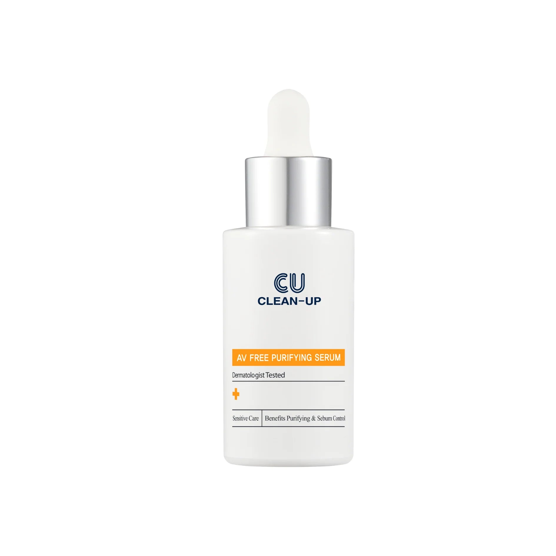 CUSKIN Valomasis ir raminamasis veido serumas, probleminei spuoguotai odai, 30 ml, baltos spalvos fone
