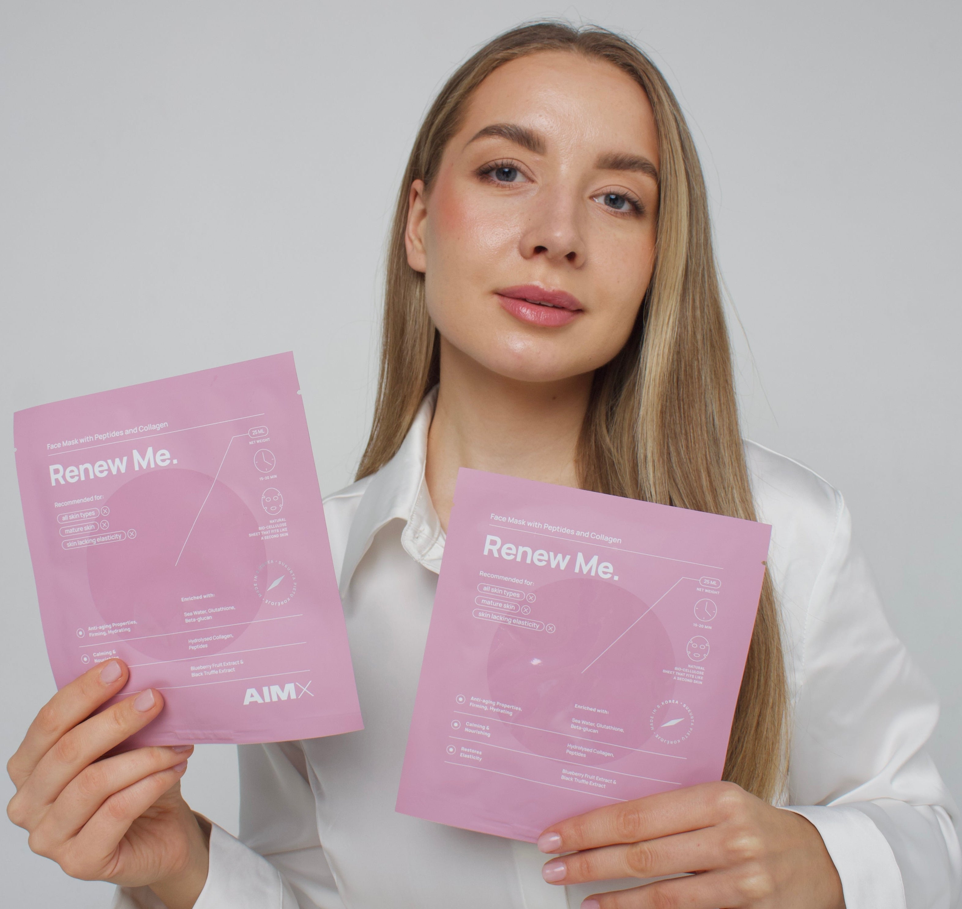 AIMX Renew Me greito poveikio veido kaukė su peptidais ir kolagenu, 1 vnt.