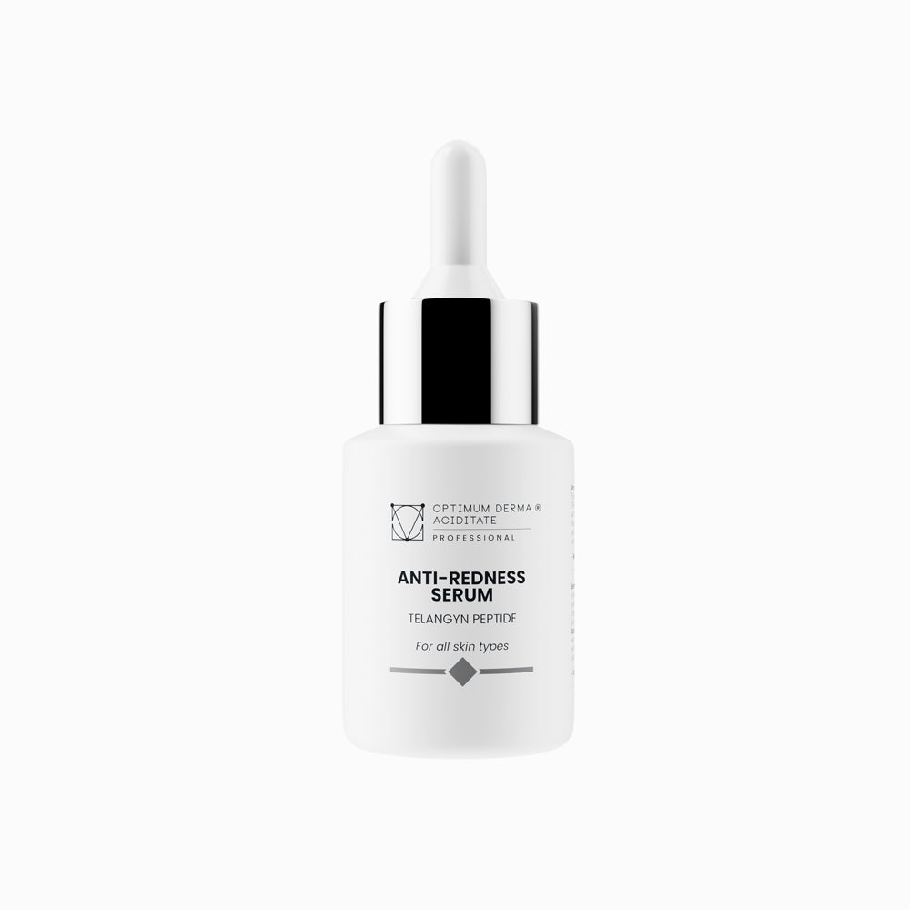 ODA Anti-Redness Serum serumas išsiplėtusiems kapiliarams, 30ml, baltos spalvos fone
