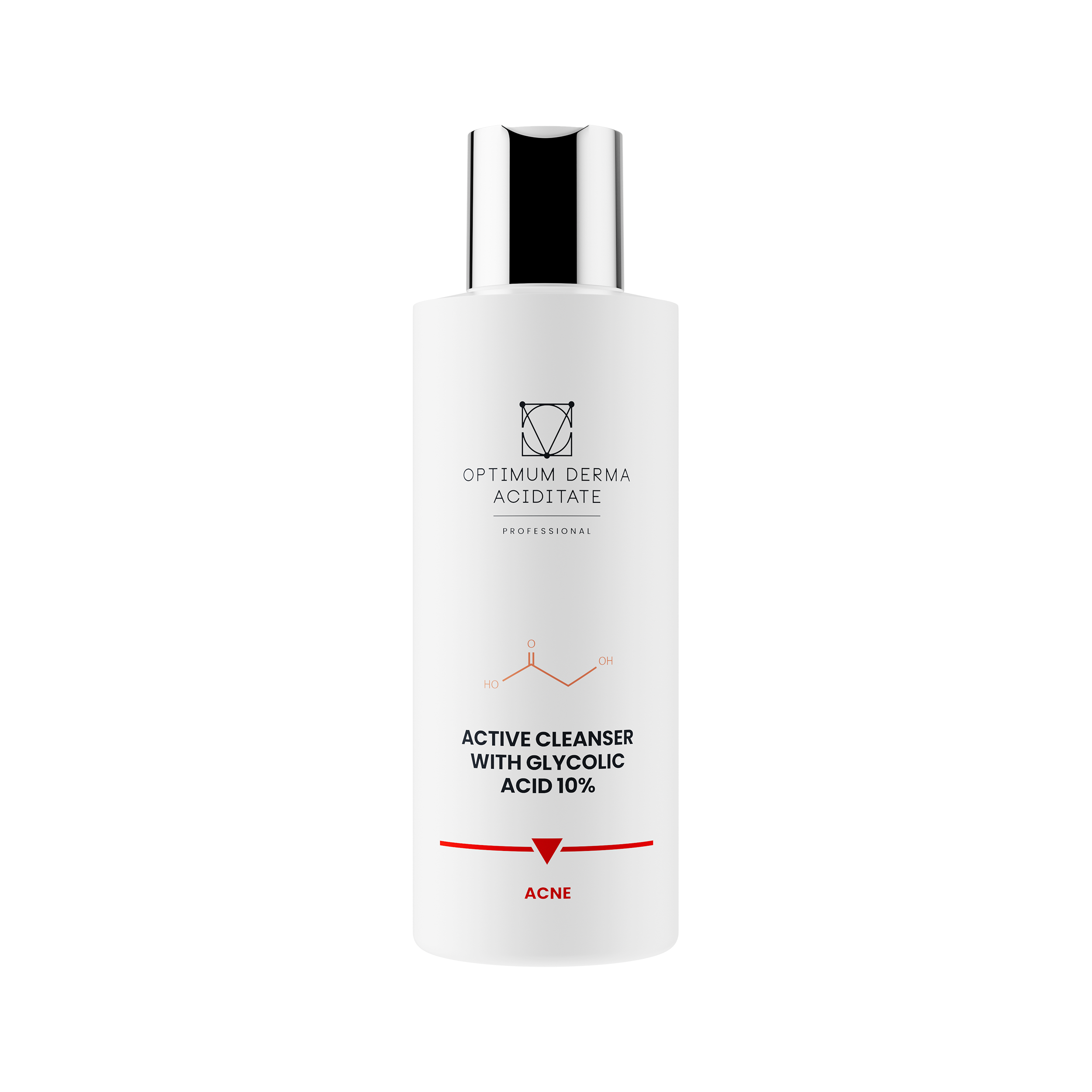 O.D.A Active Cleanser with Glycolic Acid aktyvusis prausiklis su glikolio rūgštimi 10%, 200ml, baltos spalvos fone