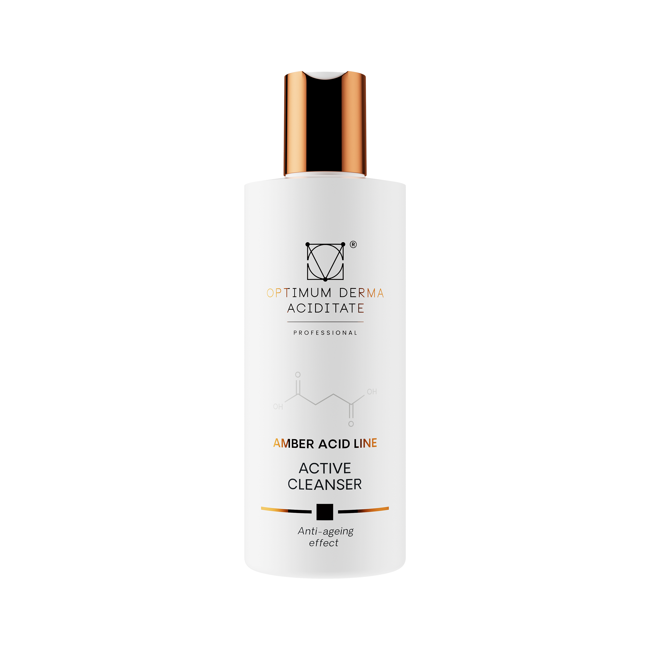 O.D.A Active Cleanser aktyvusis prausiklis su gintaro rūgštimi, 200ml, baltos spalvos fone
