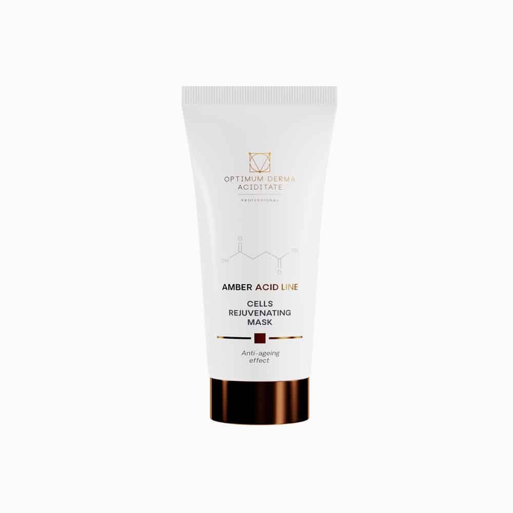 O.D.A Cells Rejuvenating Mask jauninamoji kaukė su gintaro rūgštimi, 50ml, baltos spalvos fone
