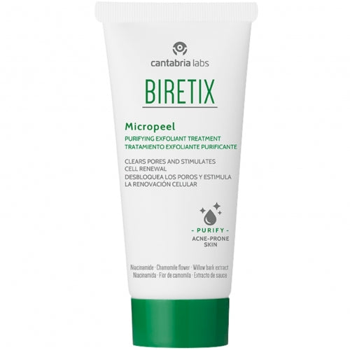 Cantabria Labs Biretix mikropilingas veidui, 50 ml tūbelė ant balto fono