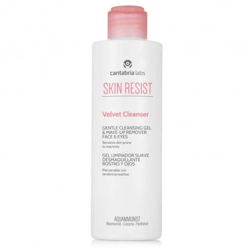 Cantabria Labs Skin Resist Velvet veido prausiklis jautriai odai, 200 ml, baltos spalvos fone