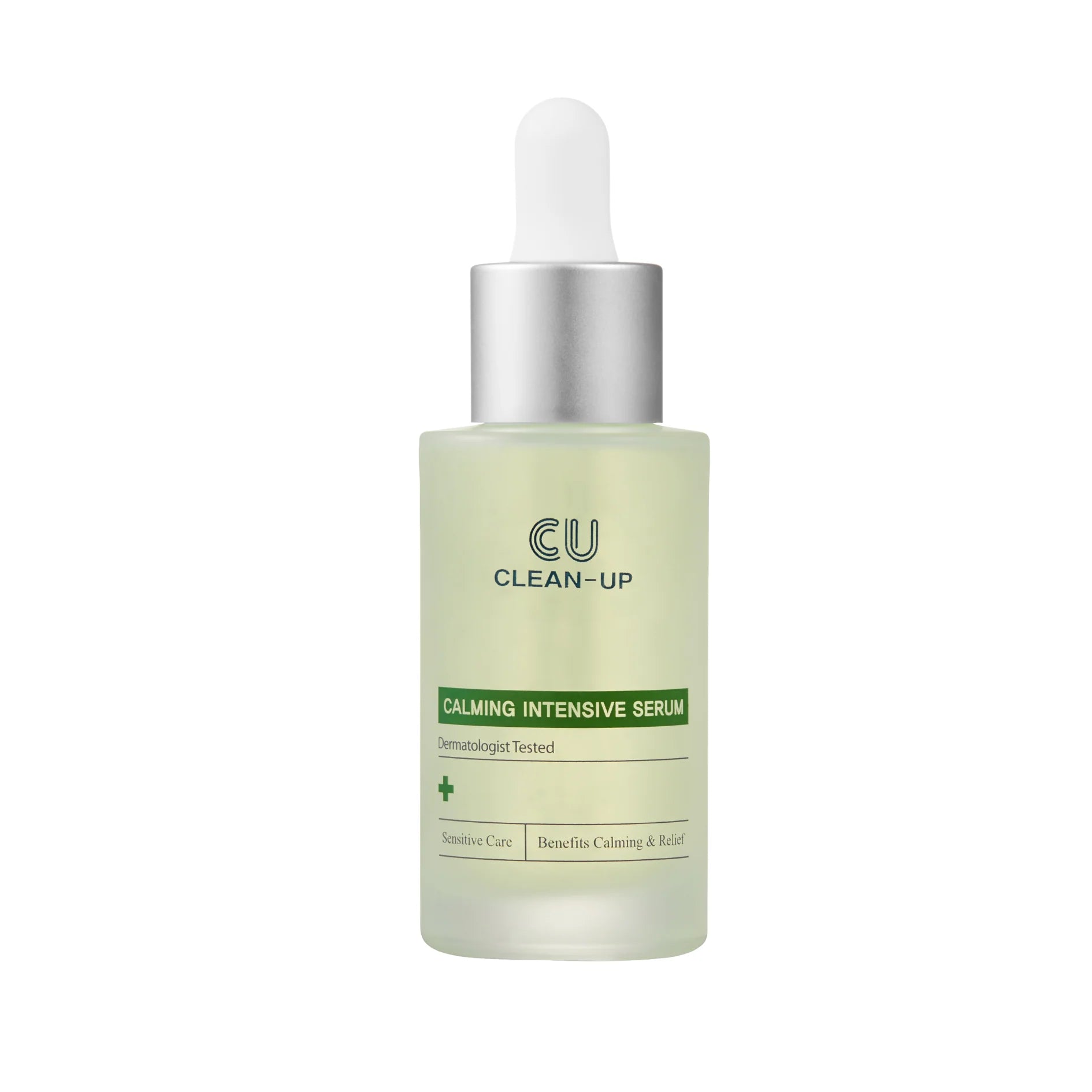 CUSKIN CLEAN-UP Intensyviai raminantis veido serumas su vitaminu K, 30 ml, baltos spalvos fone