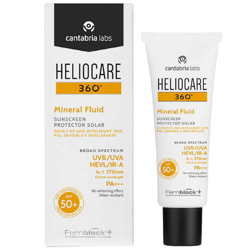Cantabria Labs Heliocare 360 Mineral fluidas SPF50, 50 ml, baltos spalvos fone