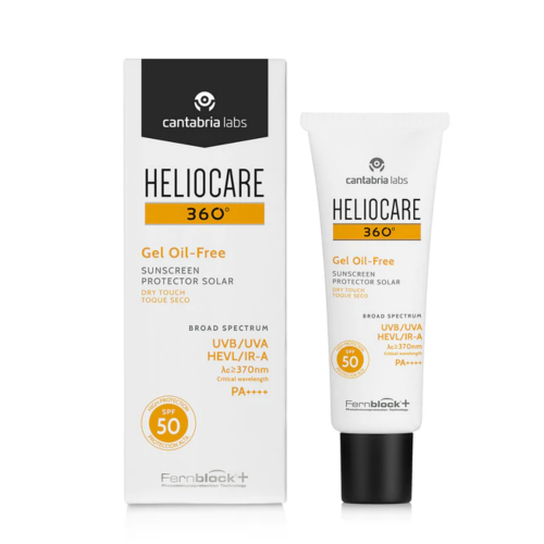 Cantabria Labs Heliocare 360 Oil-Free apsauginis gelis SPF50, 50 ml, baltos spalvos fone