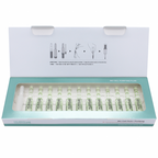HubisLab Bio Cell valomasis fluidas, 2ml x 12vnt, atidaryta dėžutė, baltos spalvos fone