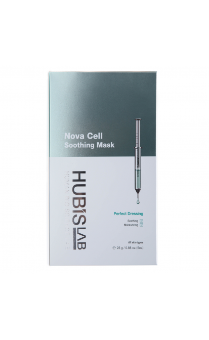 HubisLab +E Epiderma Nova Cell raminanti veido kaukė, 35 g x 5 vnt, baltos spalvos fone