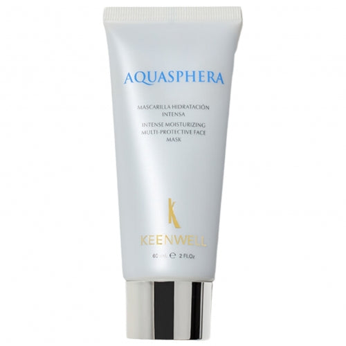 Keenwell Aquasphera intensyviai drėkinanti veido kaukė, 60 ml, baltos spalvos fone