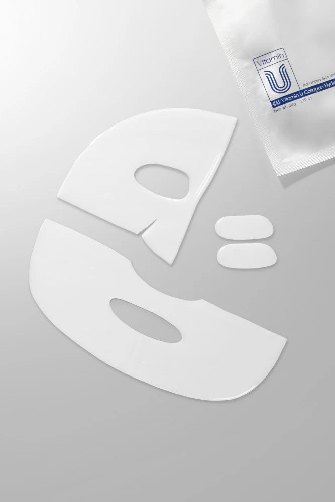 CUSKIN Dvigubo poveikio hidrogelio kaukė odos stangrinimui ir švytėjimui, 34 g, 1 vnt., išpakuota veido kaukė iš pakuotės