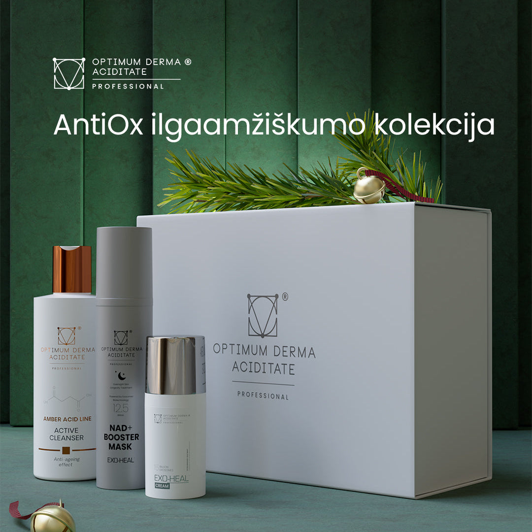 ODA AntiOx ilgaamžiškumo kolekcija, rinkinys 3 vnt., kalėdiniame fone