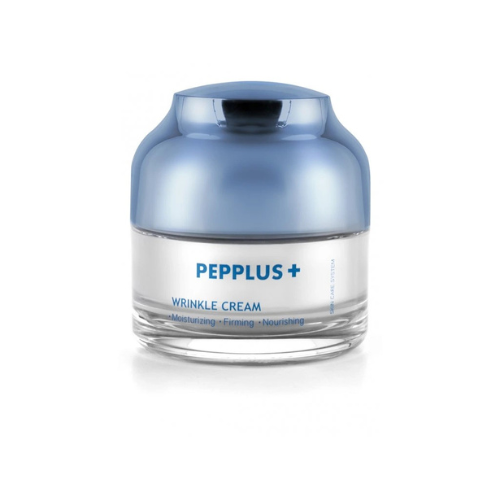 Pepplus+ Veido kremas stangrumo stokojančiai odai, 50 ml, baltos spalvos fone