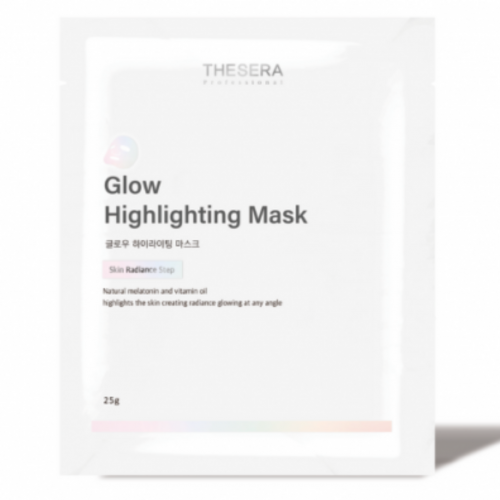 THESERA Glow Highlighting Mask veido kaukė, 25 g, baltos spalvos fone